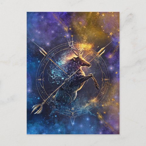 Sagittarius Zodiac Sign Watercolor Design Postcard