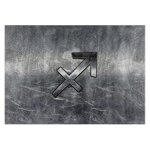 Sagittarius Zodiac Silver Distressed Steel look Cutting Board