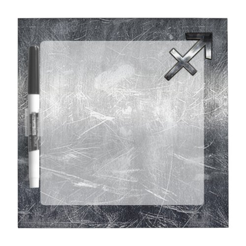 Sagittarius Zodiac Silver Distressed Steel look Dry Erase Board