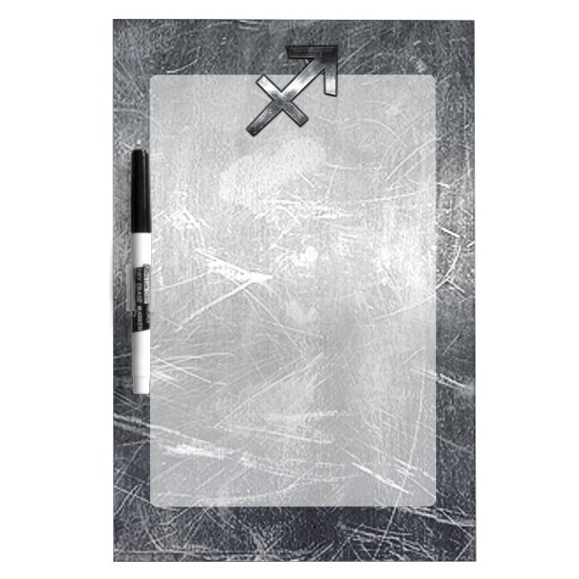 Sagittarius Zodiac Silver Distressed Steel look Dry-Erase Board (Front)