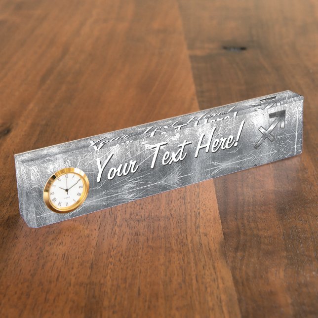 Sagittarius Zodiac Silver Distressed Steel look Name Plate (Side)