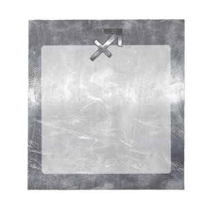 Sagittarius Zodiac Silver Distressed Steel look Notepad