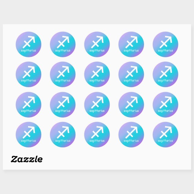 Sagittarius Zodiac Star Sign Astrology Blue Purple Classic Round Sticker (Sheet)