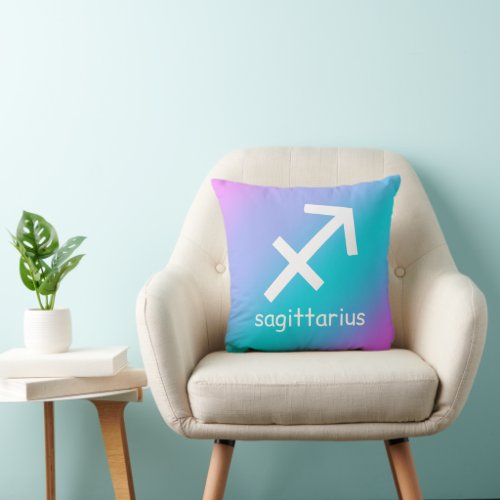 Sagittarius Zodiac Star Sign Astrology Gradient Throw Pillow