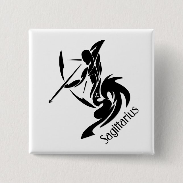 Sagittarius Zodiac Symbol and Sign Button (Front)