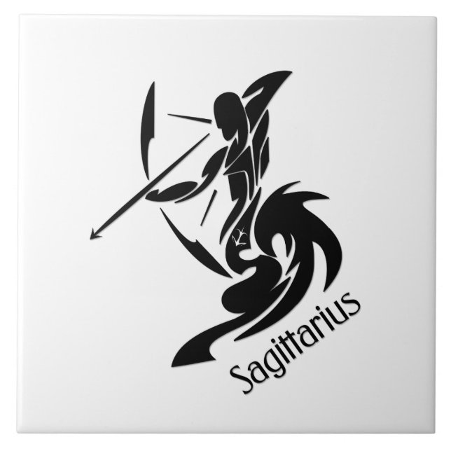 Sagittarius Zodiac Symbol and Sign Ceramic Tile (Front)