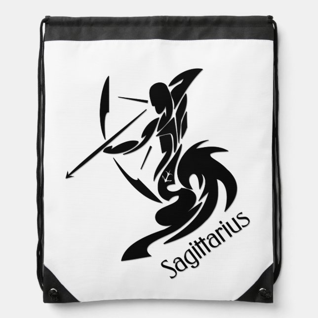 Sagittarius Zodiac Symbol and Sign Drawstring Bag (Front)