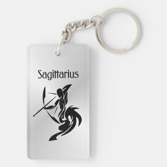 Sagittarius Zodiac Symbol and Sign Keychain (Back)