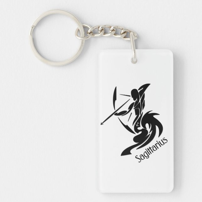 Sagittarius Zodiac Symbol and Sign Keychain (Front)