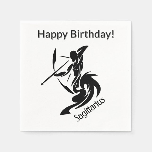 Sagittarius Zodiac Symbol and Sign Napkins (Front)