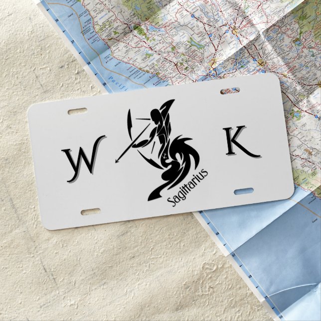 Sagittarius Zodiac Symbol and Sign Personal License Plate (In Situ)