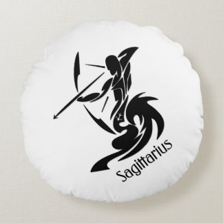 Sagittarius Zodiac Symbol and Sign Round Pillow