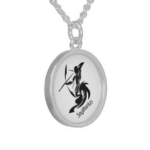 Sagittarius Zodiac Symbol and Sign Sterling Silver Necklace