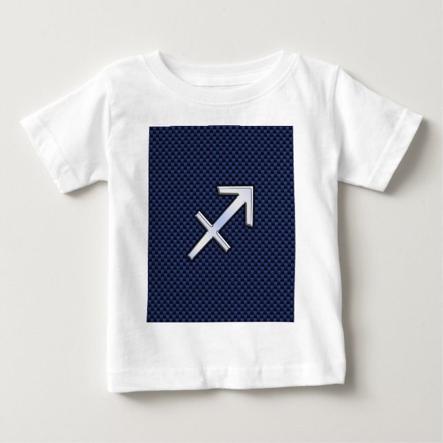 Sagittarius Zodiac Symbol Blue Carbon Fiber Print Baby T-Shirt (Front)
