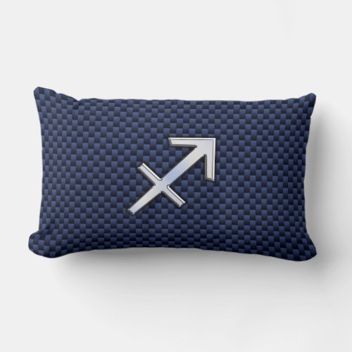 Sagittarius Zodiac Symbol Blue Carbon Fiber Print Lumbar Pillow