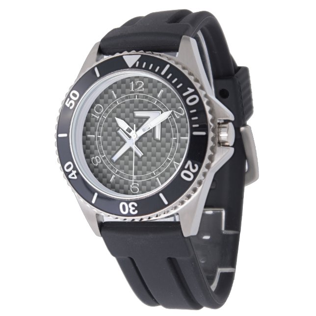 Sagittarius Zodiac Symbol Charcoal Carbon Dial Watch (Angled)