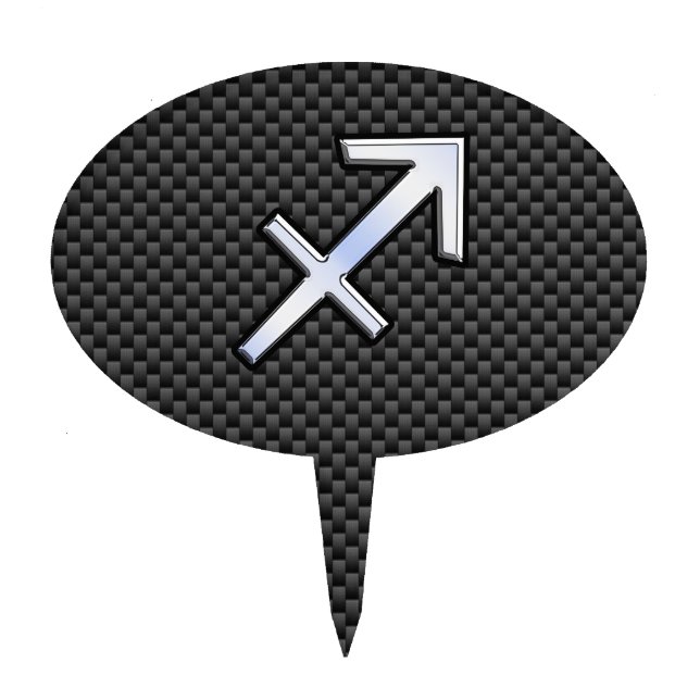 Sagittarius Zodiac Symbol Charcoal Carbon Fiber Cake Topper (Front)