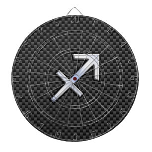 Sagittarius Zodiac Symbol Charcoal Carbon Fiber Dartboard With Darts