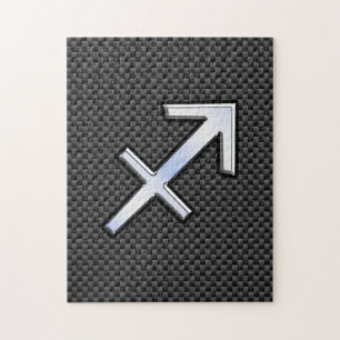 Sagittarius Zodiac Symbol Charcoal Carbon Fiber Jigsaw Puzzle
