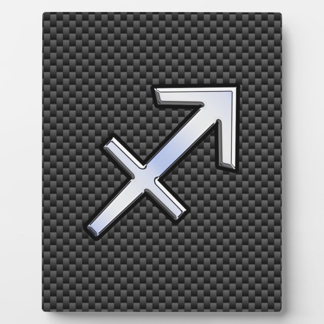 Sagittarius Zodiac Symbol Charcoal Carbon Fiber Plaque (Front)