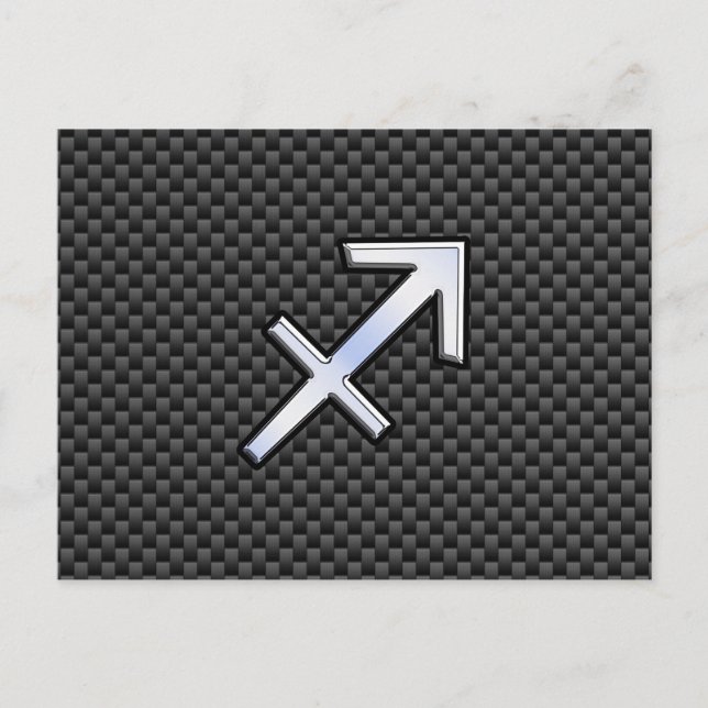 Sagittarius Zodiac Symbol Charcoal Carbon Fiber Postcard (Front)