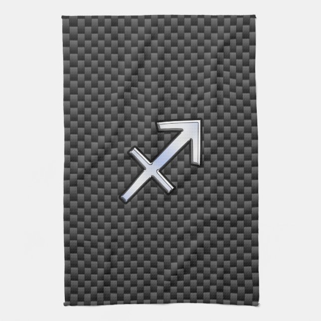 Sagittarius Zodiac Symbol Charcoal Carbon Fiber Towel (Vertical)