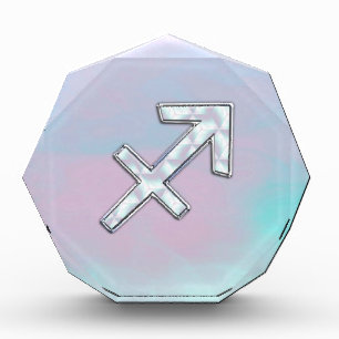 Sagittarius Zodiac Symbol Mother of Pearl Style Acrylic Award