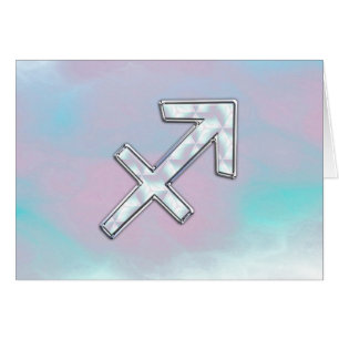 Sagittarius Zodiac Symbol Mother of Pearl Style Cards