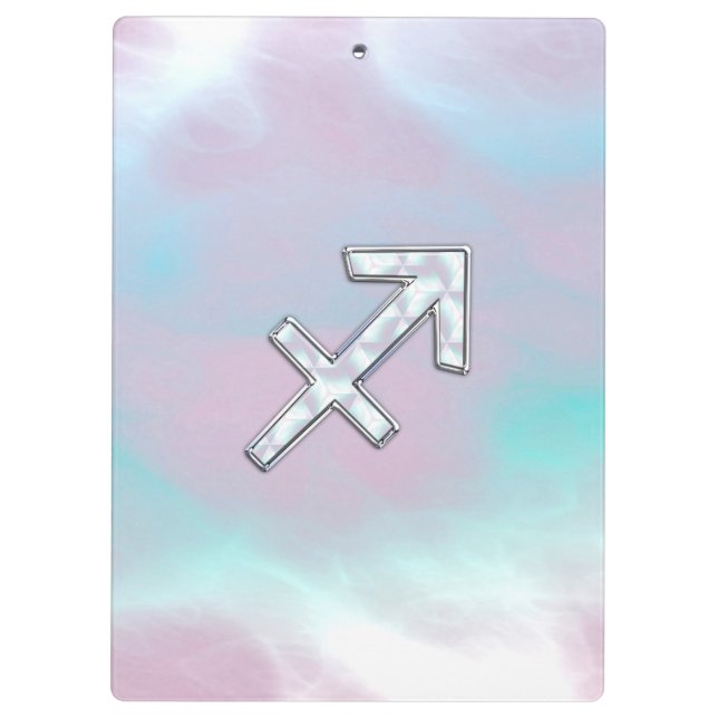 Sagittarius Zodiac Symbol Mother of Pearl Style Clipboard (Back)