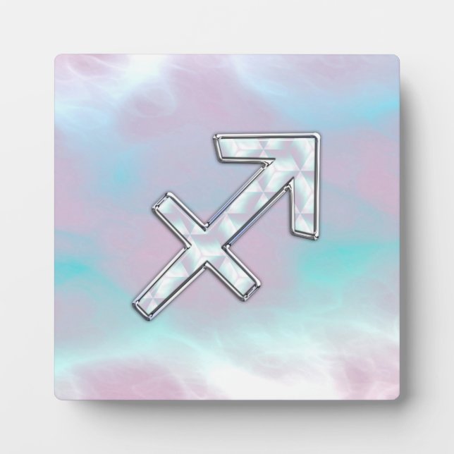 Sagittarius Zodiac Symbol Mother of Pearl Style Plaque (Front)