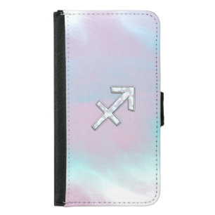 Sagittarius Zodiac Symbol Mother of Pearl Style Samsung Galaxy S5 Wallet Case