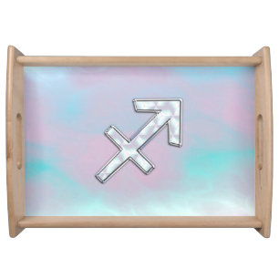 Sagittarius Zodiac Symbol Mother of Pearl Style Serving Tray