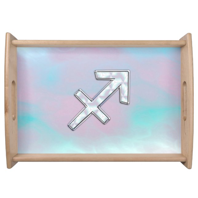 Sagittarius Zodiac Symbol Mother of Pearl Style Serving Tray (Front)