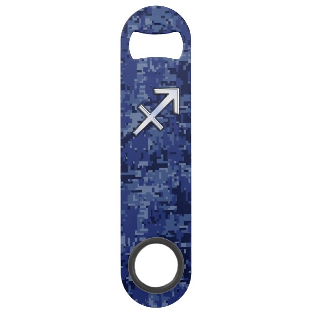 Sagittarius Zodiac Symbol NavyDigital Camouflage Bar Key (Front)