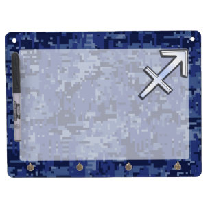 Sagittarius Zodiac Symbol NavyDigital Camouflage Dry Erase Board With Keychain Holder