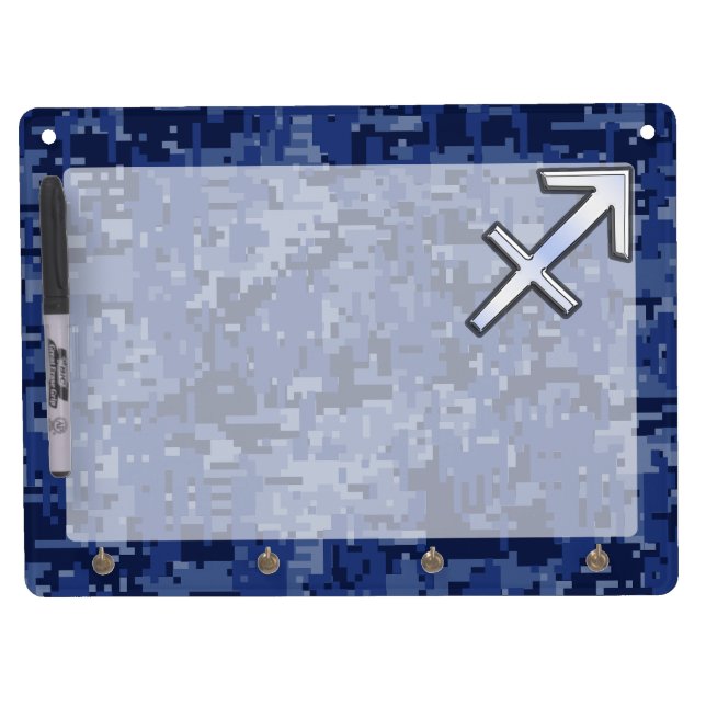 Sagittarius Zodiac Symbol NavyDigital Camouflage Dry Erase Board With Keychain Holder (Front)