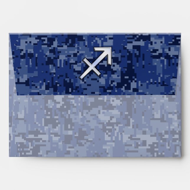 Sagittarius Zodiac Symbol NavyDigital Camouflage Envelope (Back (Top Flap))