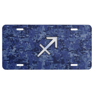 Sagittarius Zodiac Symbol NavyDigital Camouflage License Plate