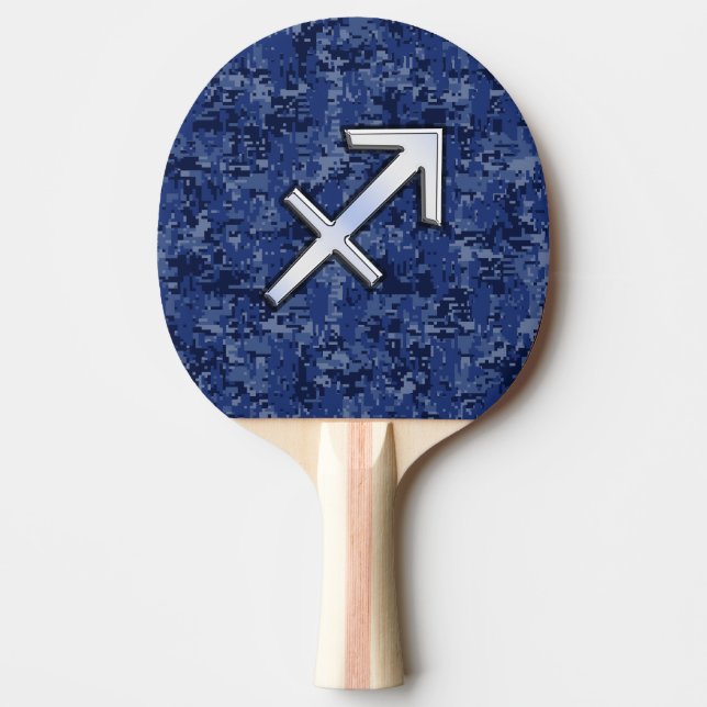 Sagittarius Zodiac Symbol NavyDigital Camouflage Ping-Pong Paddle (Front)