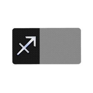 Sagittarius Zodiac Symbol on black snake skin Label