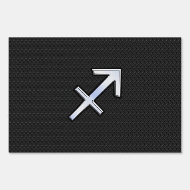 Sagittarius Zodiac Symbol on black snake skin Yard Sign (Front)