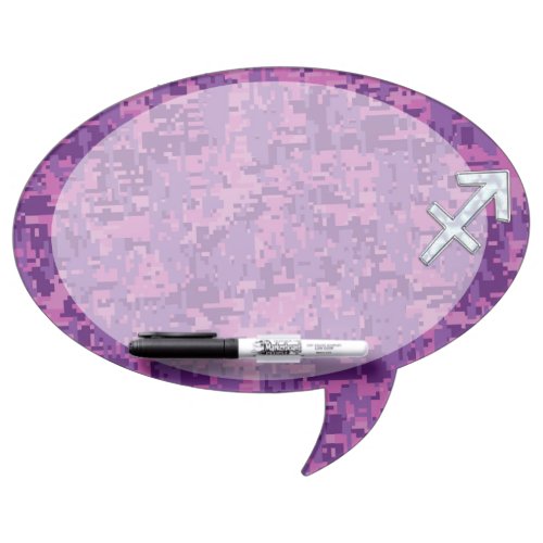 Sagittarius Zodiac Symbol on Fuchsia Digital Camo Dry_Erase Board