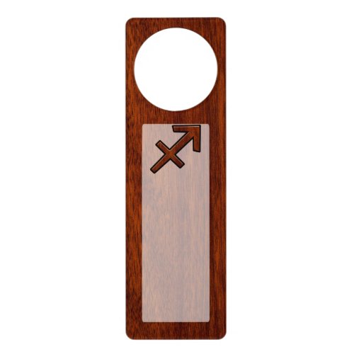 Sagittarius Zodiac Symbol on Mahogany Wood Decor Door Hanger