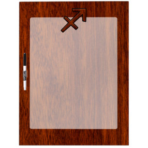 Sagittarius Zodiac Symbol on Mahogany Wood Decor Dry-Erase Board