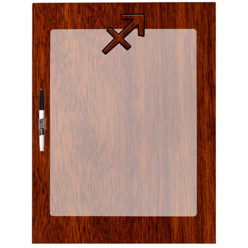 Sagittarius Zodiac Symbol on Mahogany Wood Decor Dry_Erase Board