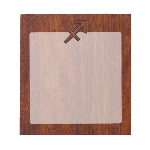 Sagittarius Zodiac Symbol on Mahogany Wood Decor Notepad