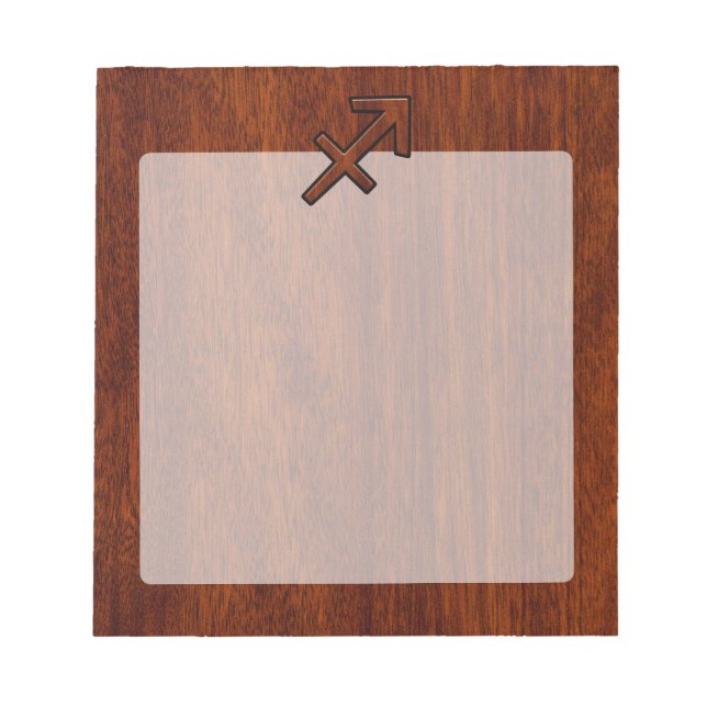 Sagittarius Zodiac Symbol on Mahogany Wood Decor Notepad (Front)