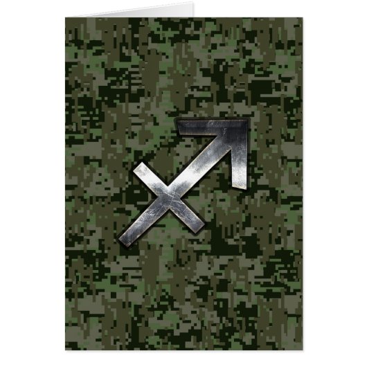 Sagittarius Zodiac Symbol on Woodland Digital Camo (Front)