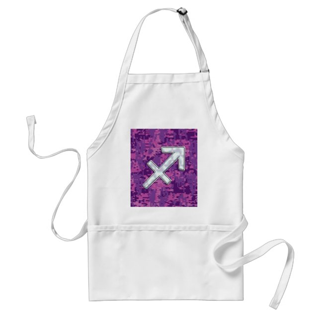 Sagittarius Zodiac Symbol Pink Digital Camouflage Adult Apron (Front)