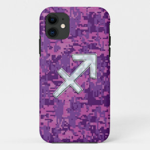 Sagittarius Zodiac Symbol Pink Digital Camouflage iPhone 11 Case